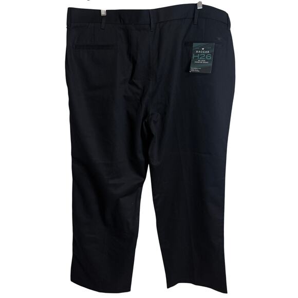 Haggar H26 Mens Pants 44 X 30 No Iron Twill Black Classic Fit Comfort Waist New - Picture 6 of 9